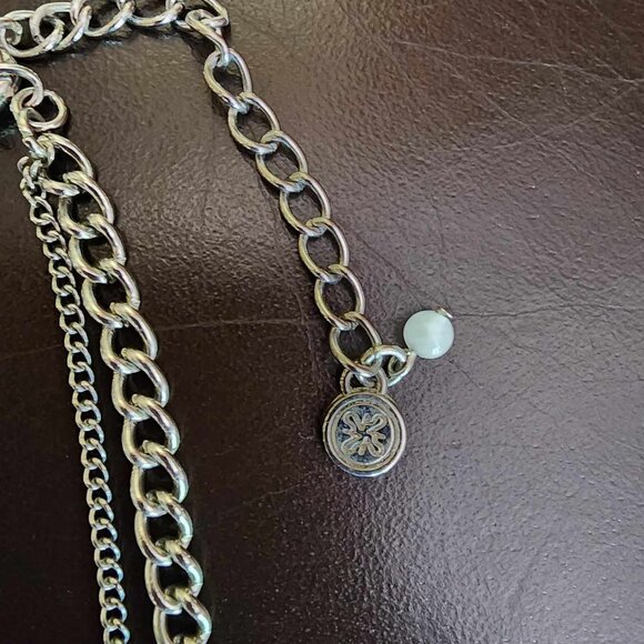 SIMPLY VERA/VERA WANG Necklace Coral Orange Floral Rhinestone Silver Tone - Picture 4 of 5